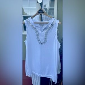 White Tank studded Neck